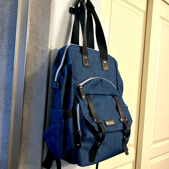 Blue canvas backpack - Picture 2 of 6